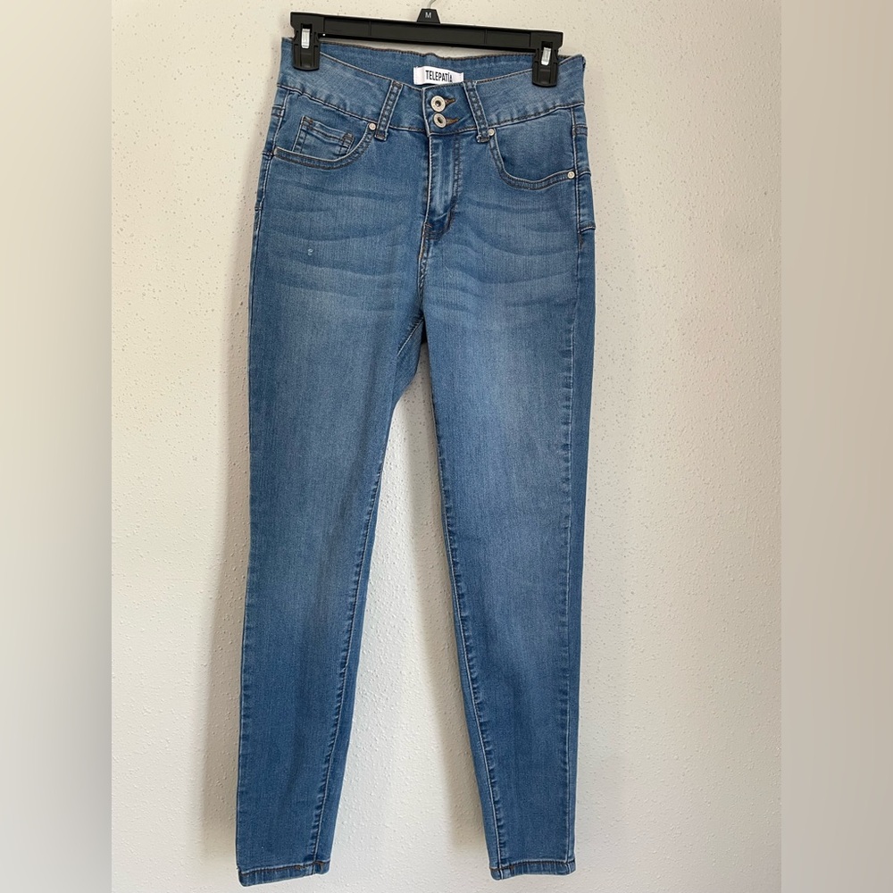 TELEPATIA. Light Blue Skinny Jeans